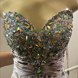 Riva Designs Strapless Multicolor Gown